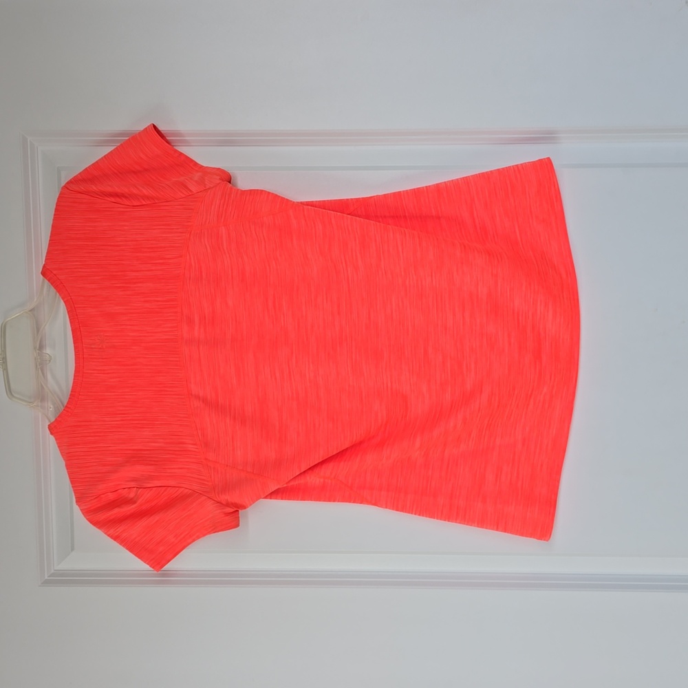 Athleta Women's Neon Orange Shadow Stripe Chi Tee- M - Picture 4 of 6